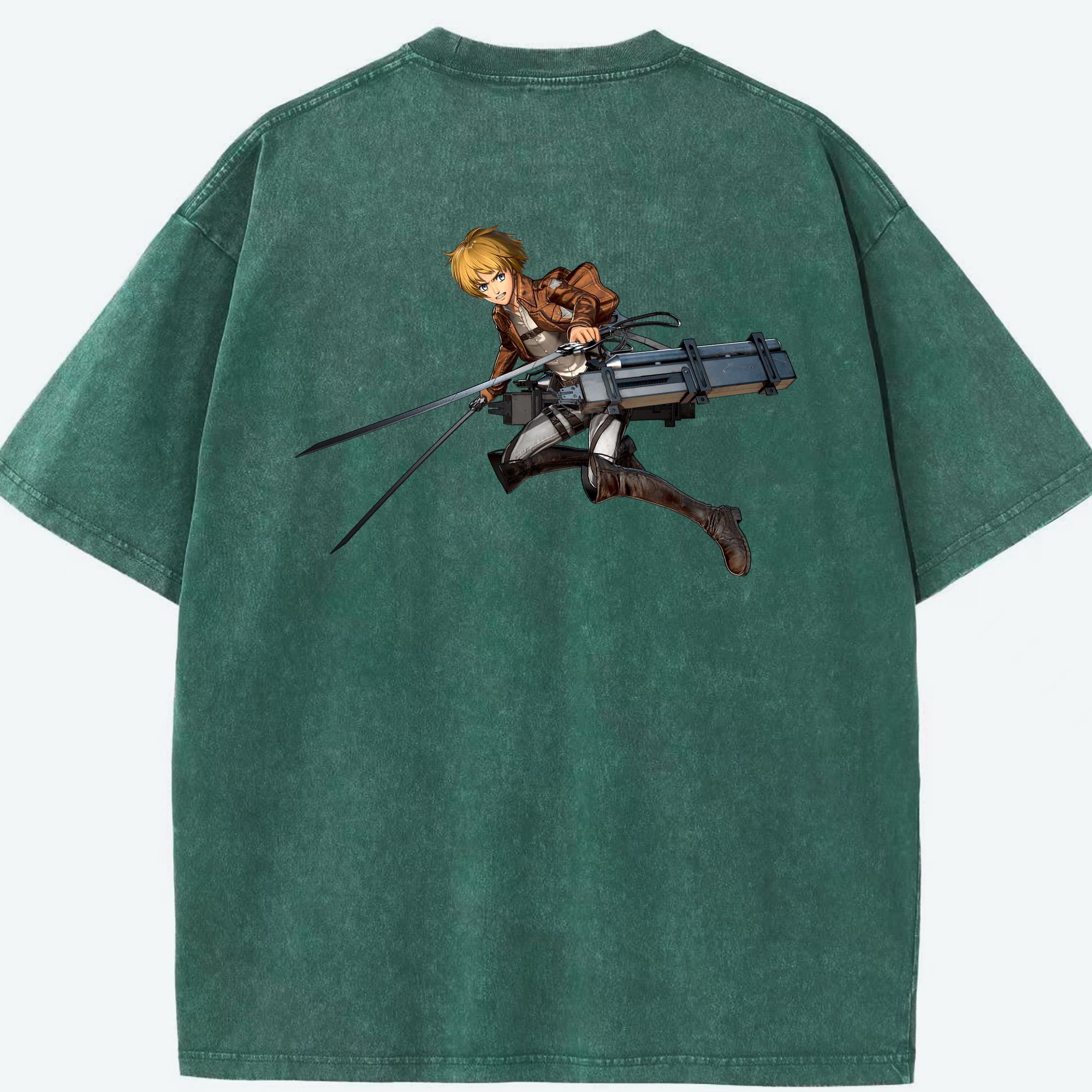 （画像用） 進撃の巨人 アルミン·アルレルト Attack on Titan Armin Arlert 綿100% ヴィンテージ風 半袖Tシャツ（背面プリント）